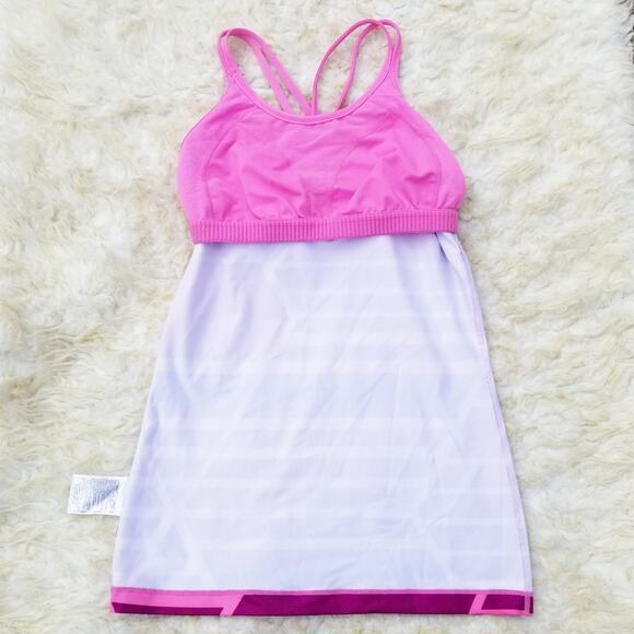 Pink Stripe Tank Strappy Nike Size M Purple Stripe Top Crisscross Racer Back - Picture 8 of 10